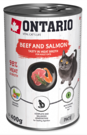 ONTARIO konzerva Beef, Salmon, Sunflower Oil 400g